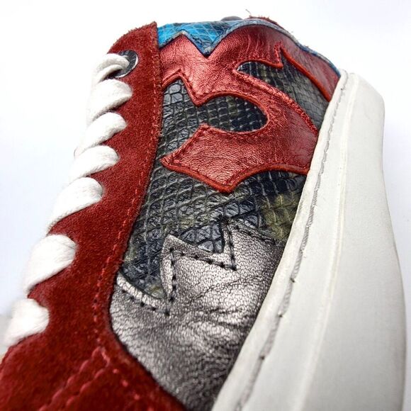 ZADIG & VOLTAIRE ZV1747 Red Snakeskin Multicolor Suede Sneakers Trainer Women 39 - Picture 7 of 10